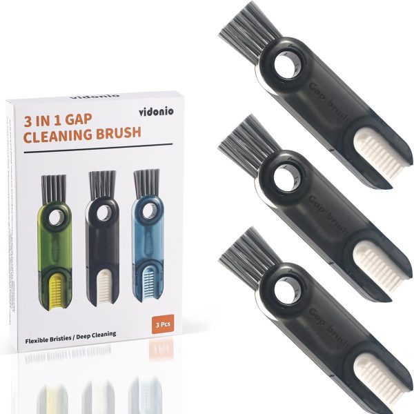 3 in 1 Cup Lid Gap Cleaning Brush Set - Grey