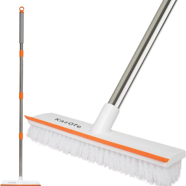 2-in-1 Floor Scrubbing Brush with Squeegee/Handle